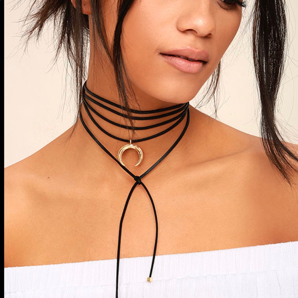 NWT Lulu’s gold and black cosmic wrap choker necklace